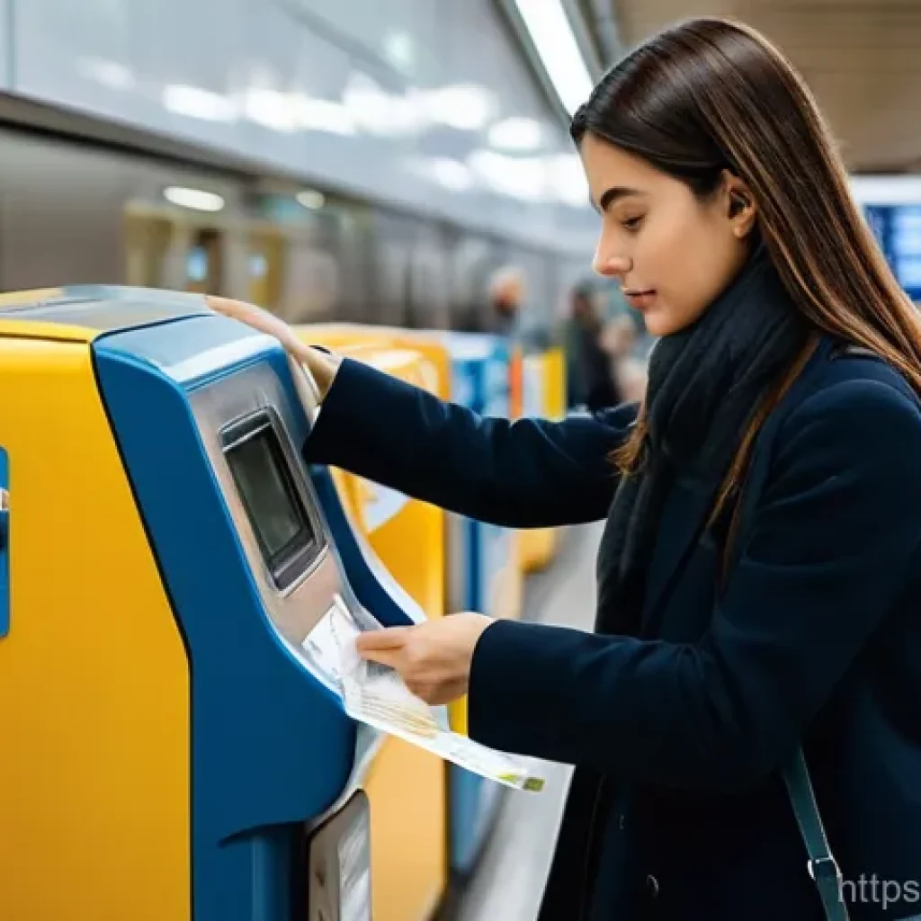 이탈리아 대중교통 이용 팁 - **Ticket Validation in an Italian Metro Station:** A diverse female traveler in her late 20s, dresse...