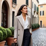Home 17 이탈리아와 한국 패션 스타일 차이 - **Italian Elegance on a Cobblestone Street:** A confident and elegant Italian woman, in her late 20s...