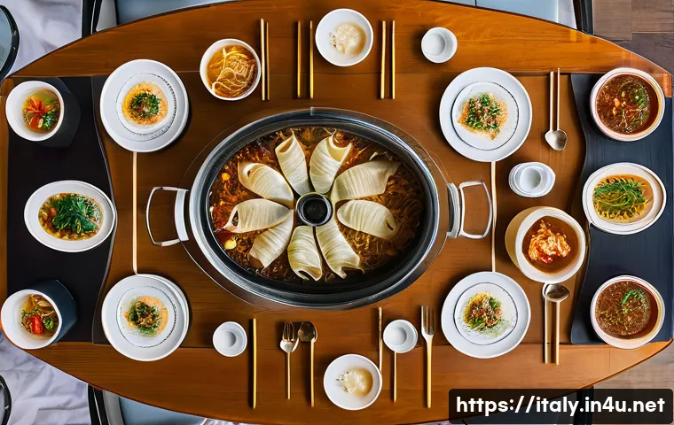 이탈리아와 한국 음식 비교 - **Image Prompt 1: Cultural Dining Traditions**
A vibrant and warm scene capturing two distinct d...